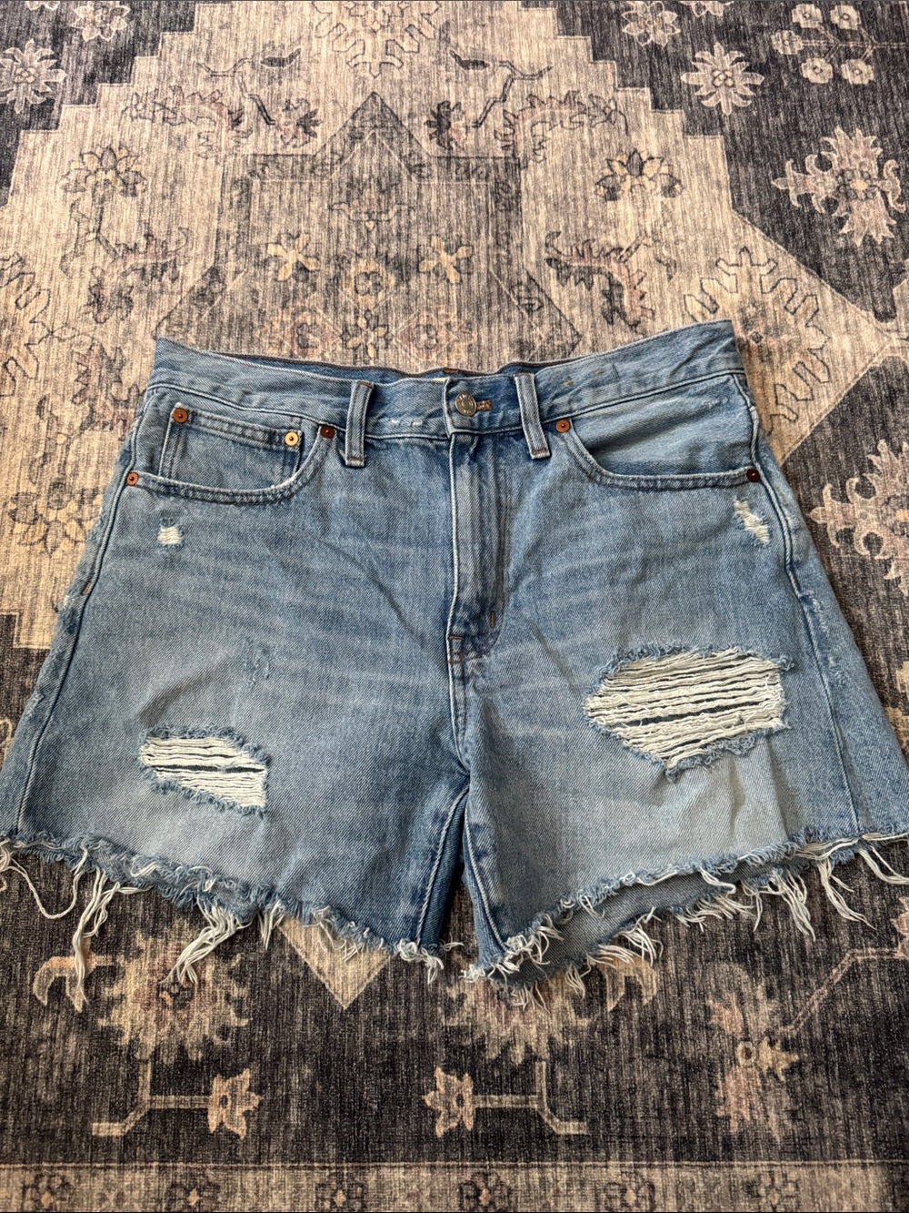 Madewell Light Blue Distressed Denim Cutoff Shorts